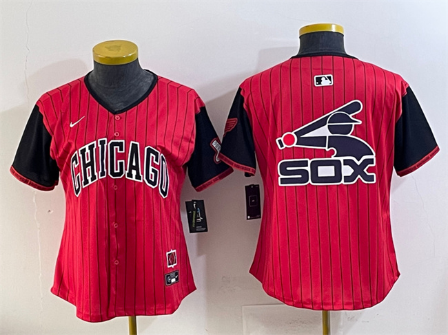 Women's Chicago White Sox Team Big Logo Red/Black 2025 City Connect Limited Stitched Baseball Jersey(Run Small) 003